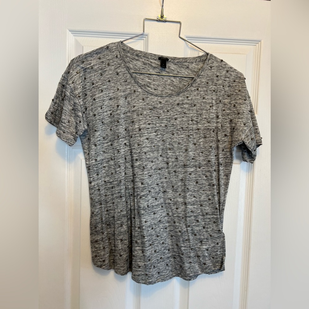 J crew beaded tee shirt gray size large